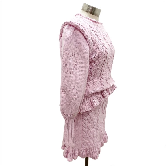LOVESHACKFANCY Calantha Pullover Sweater & Brendana Knit Mini Skirt Set Size S - Picture 7 of 12